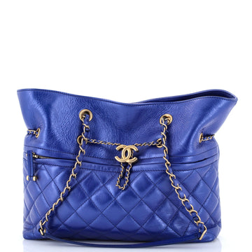 Front Zip Cc Drawstring Chain Tote