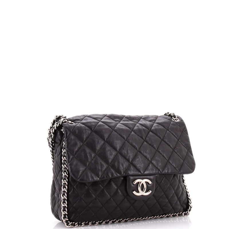 Chain Around Flap Bag Quilted Leather