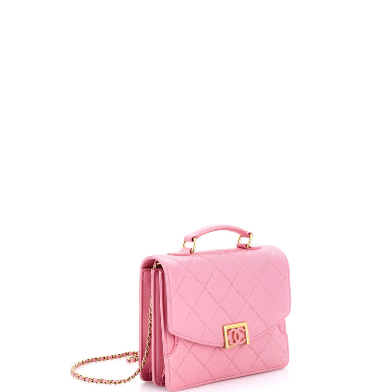 Square Top Handle Convertible Flap Bag