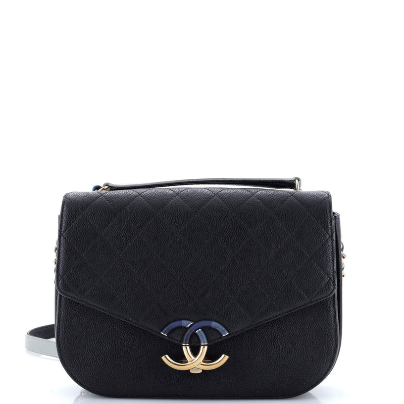 Thread Around Flap Bag Quilted Caviar