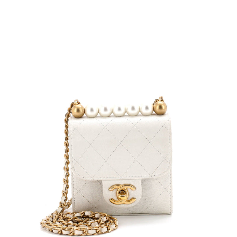 Chic Pearls Flap Clutch With Chain