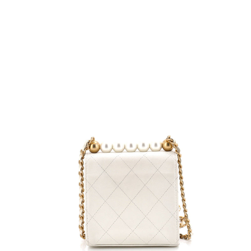 Chic Pearls Flap Clutch With Chain