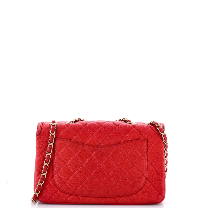 Filigree Flap Bag Quilted Caviar Medium