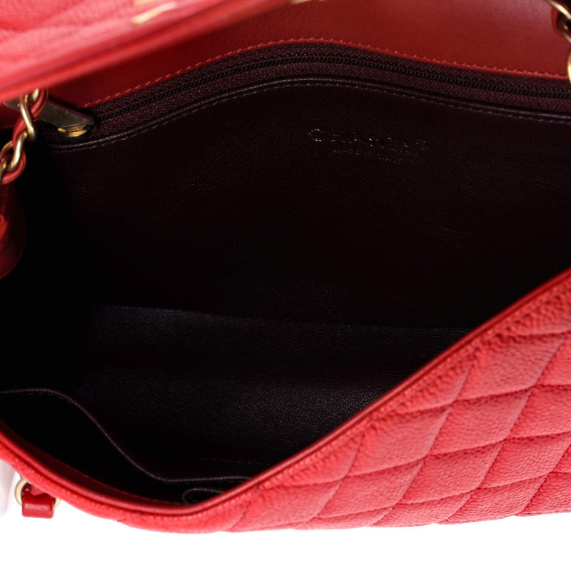 Filigree Flap Bag Quilted Caviar Medium