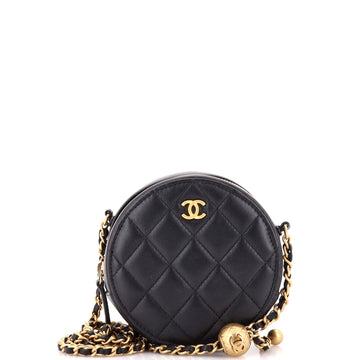 Pearl Crush Round Clutch With Chain