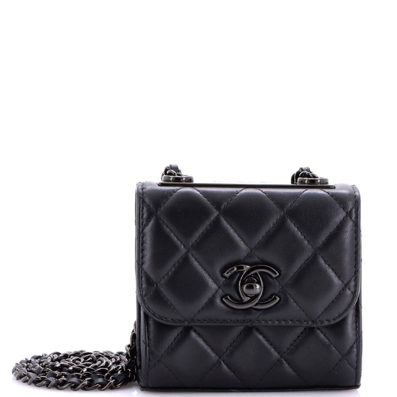 So Black Trendy Cc Clutch With Chain