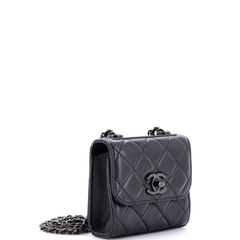 So Black Trendy Cc Clutch With Chain