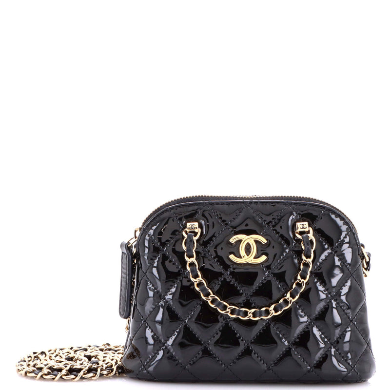 Cc Dome Zip Crossbody Bag Quilted Patent