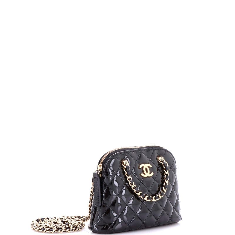 Cc Dome Zip Crossbody Bag Quilted Patent