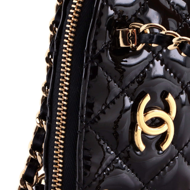 Cc Dome Zip Crossbody Bag Quilted Patent