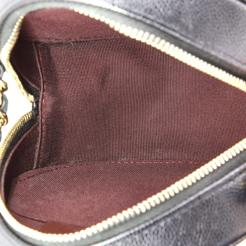 Round Clutch With Chain Quilted Caviar