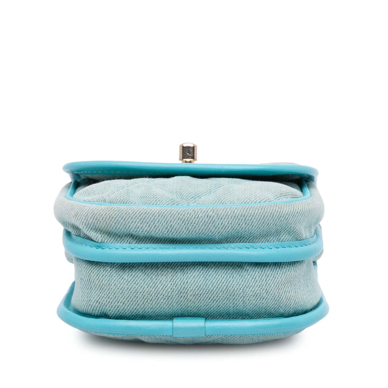 Flap Messenger Bag Quilted Denim Small