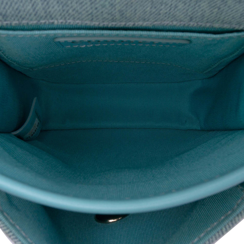 Flap Messenger Bag Quilted Denim Small