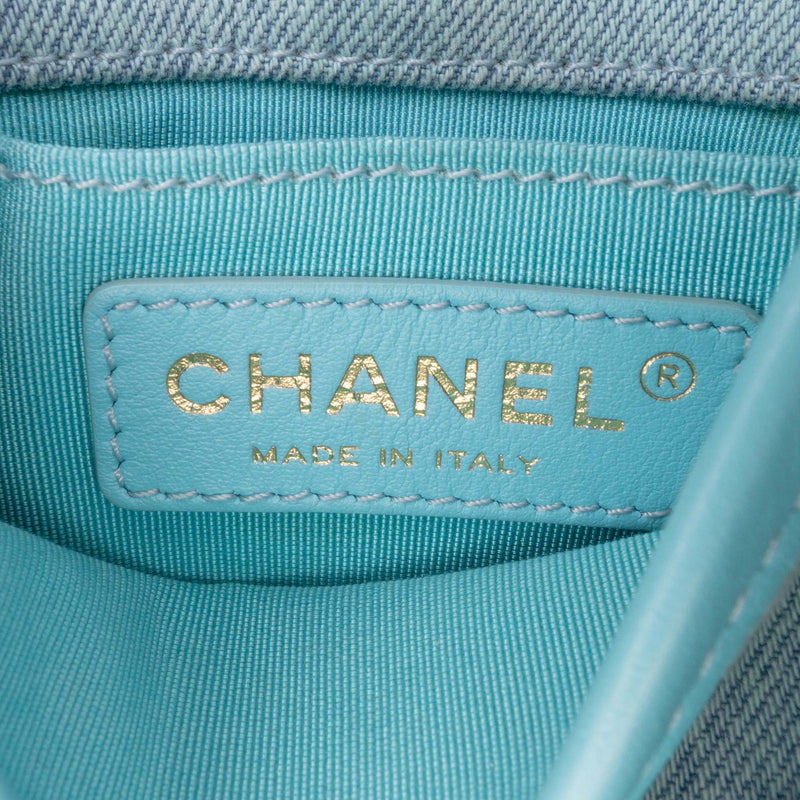 Flap Messenger Bag Quilted Denim Small