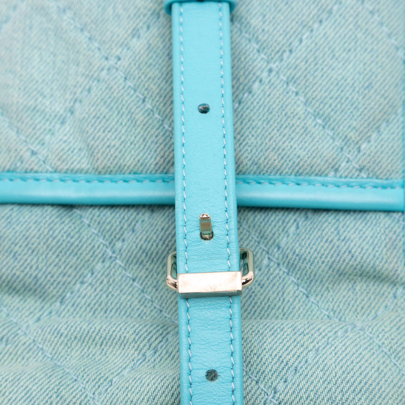 Flap Messenger Bag Quilted Denim Small