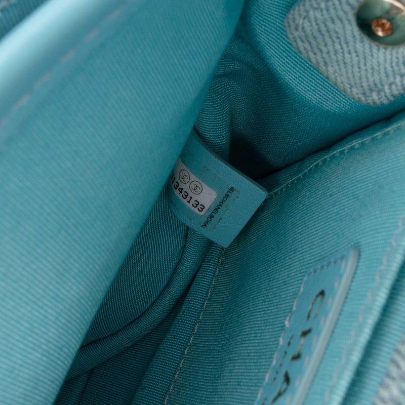 Flap Messenger Bag Quilted Denim Small