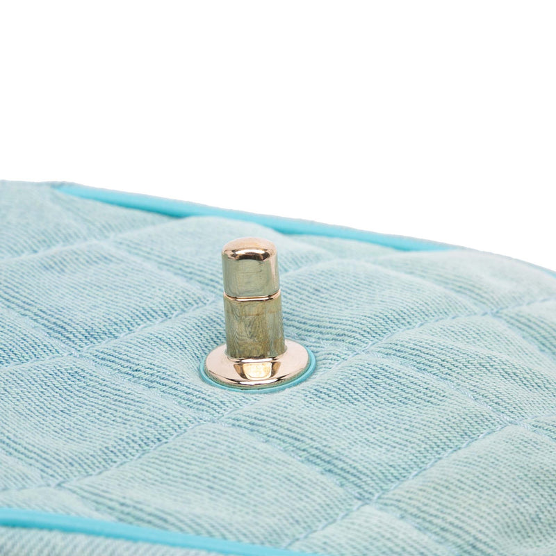 Flap Messenger Bag Quilted Denim Small