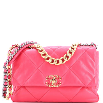 19 Flap Bag Quilted Leather Large