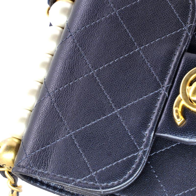 Chic Pearls Flap Clutch With Chain