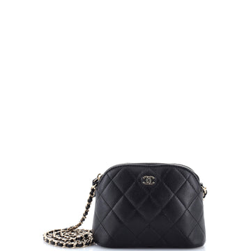 Cc Dome Zip Clutch With Chain Quilted
