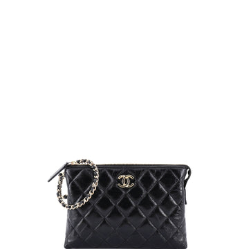Chain Wristlet Clutch Shiny Crumpled
