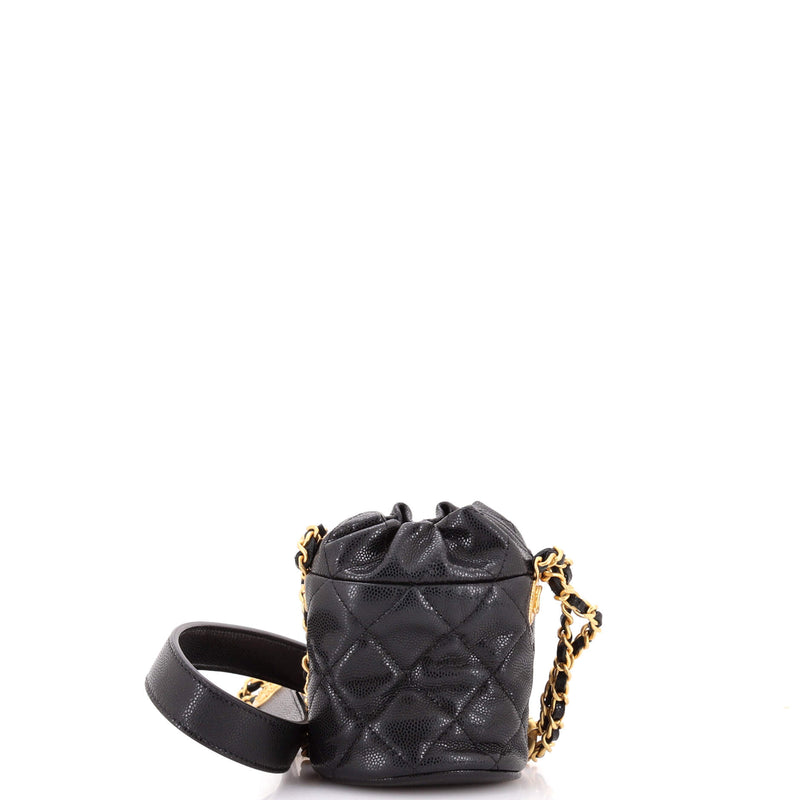 Twist Your Buttons Drawstring Bucket Bag