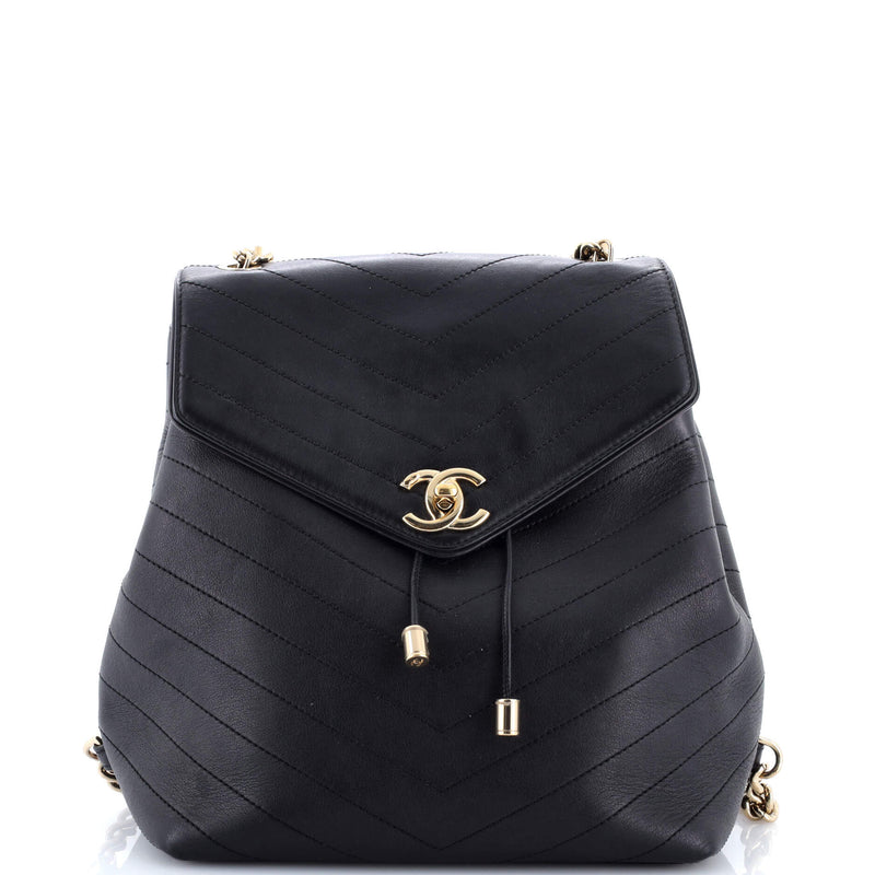 Coco Chevron Backpack Stitched Calfskin