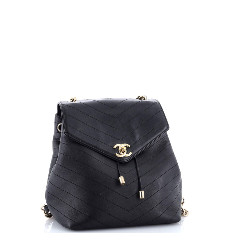 Coco Chevron Backpack Stitched Calfskin