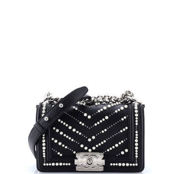 Boy Flap Bag Pearl Embellished Chevron