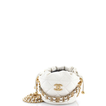 Medallion Charms Drawstring Bucket Bag