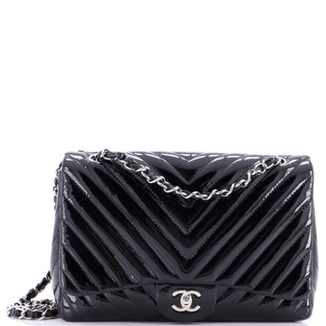 Classic Single Flap Bag Chevron Patent