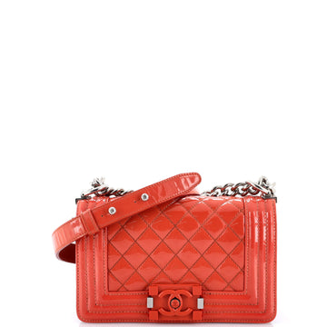 Boy Flap Bag Quilted Plexiglass Patent