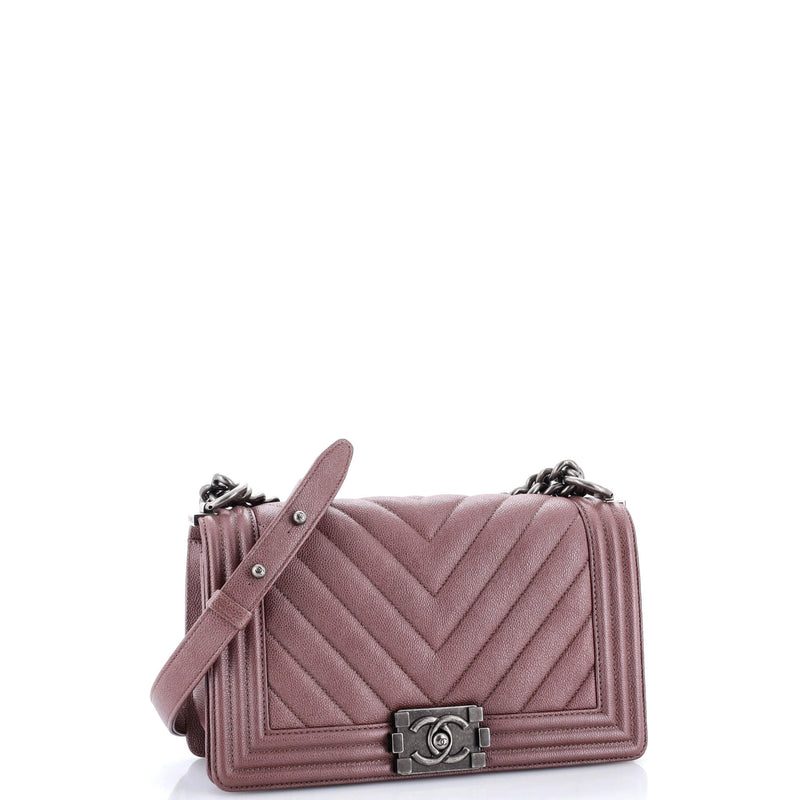Boy Flap Bag Chevron Caviar Old Medium