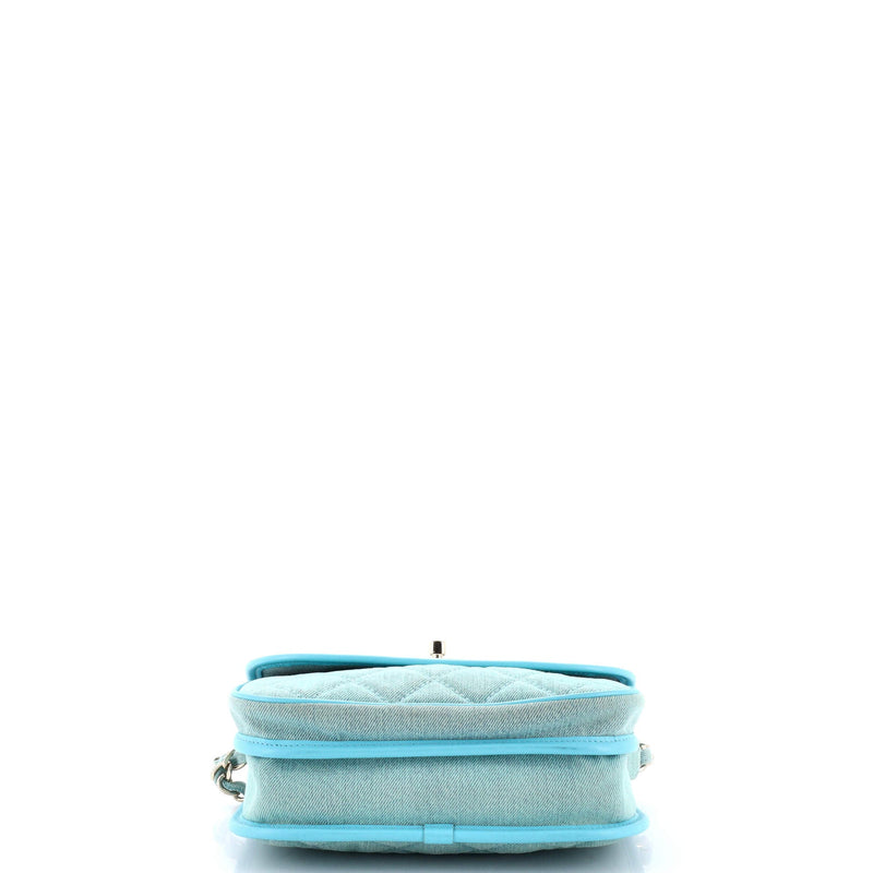 Flap Messenger Bag Quilted Denim Small