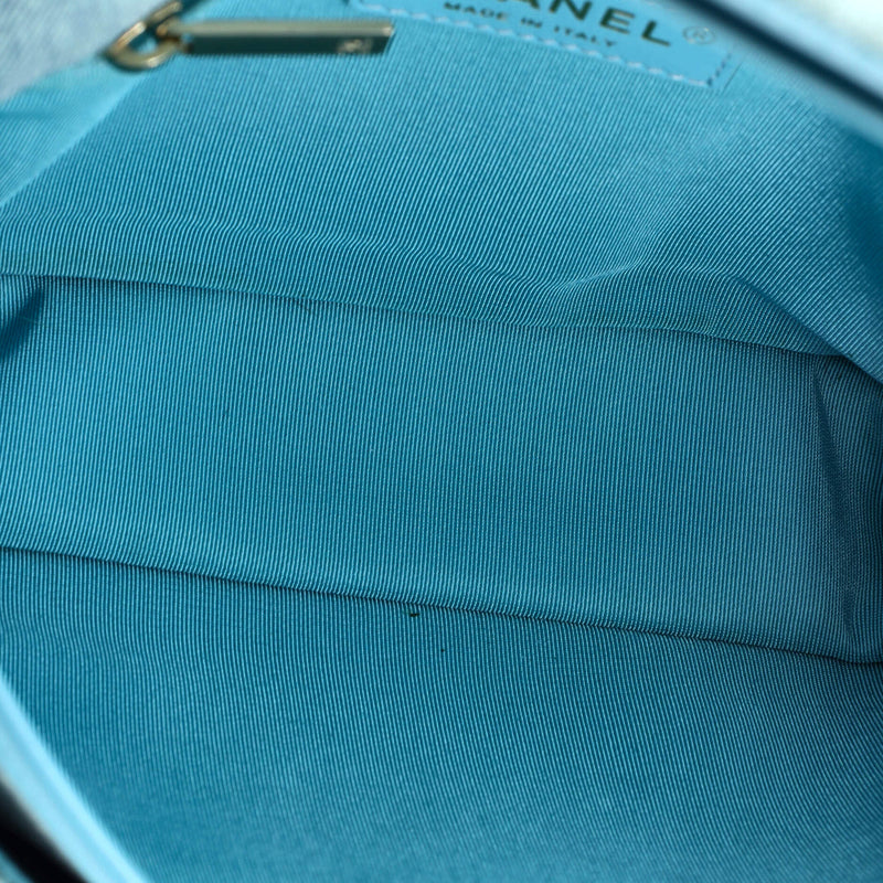 Flap Messenger Bag Quilted Denim Small