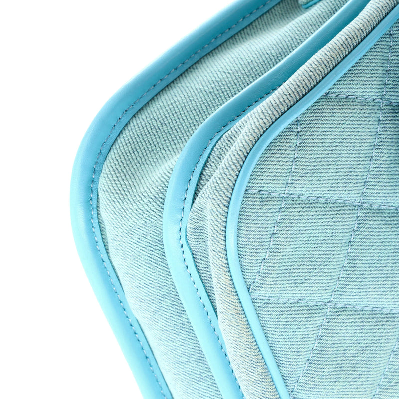 Flap Messenger Bag Quilted Denim Small