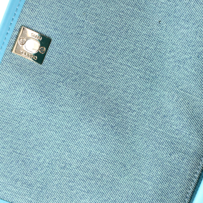 Flap Messenger Bag Quilted Denim Small