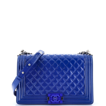 Boy Flap Bag Quilted Plexiglass Patent