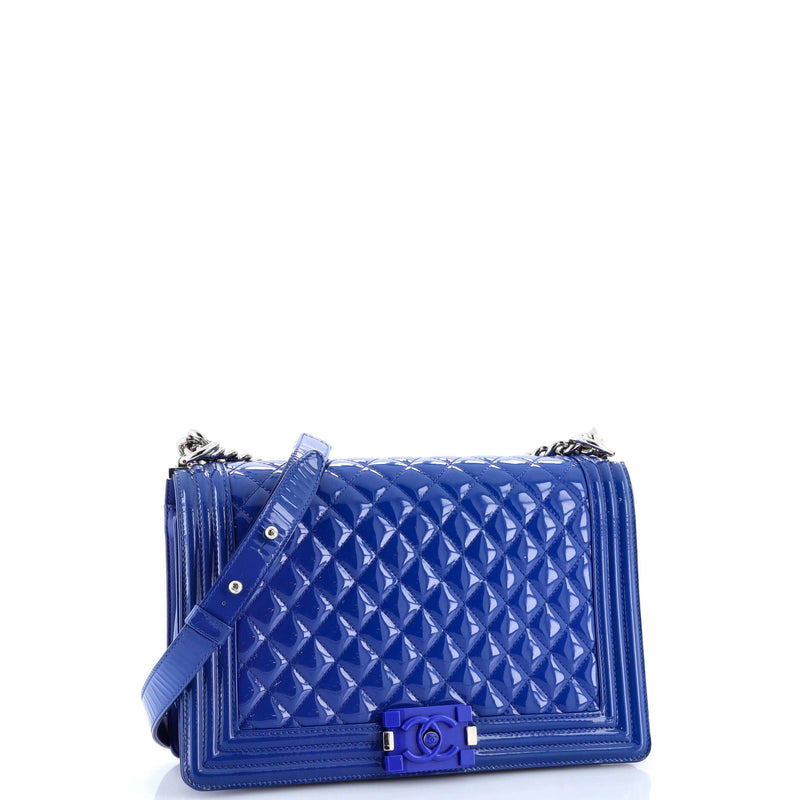 Boy Flap Bag Quilted Plexiglass Patent