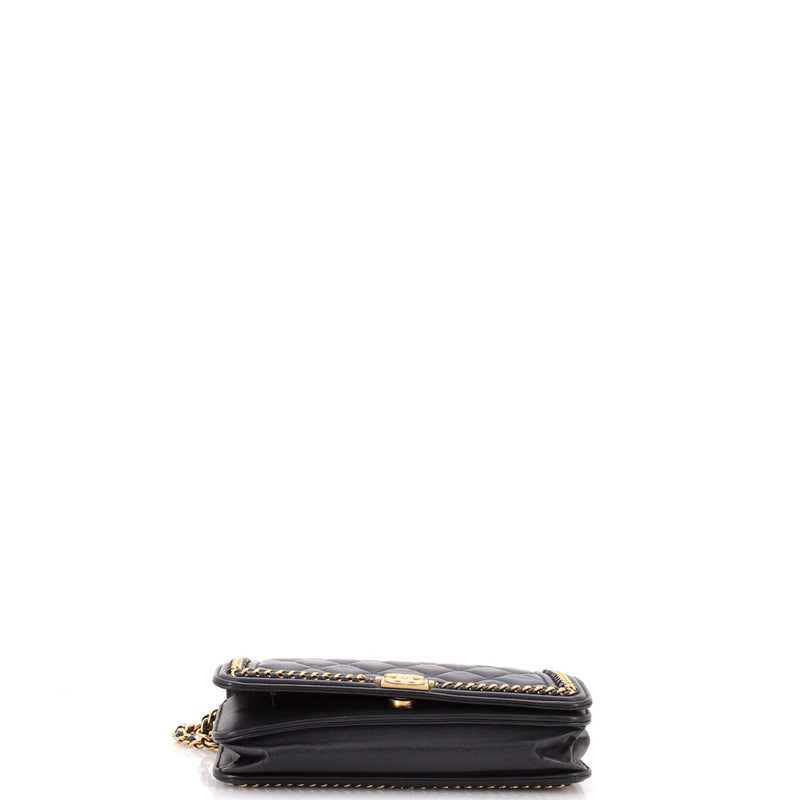 Chain Around Boy Wallet On Quilted