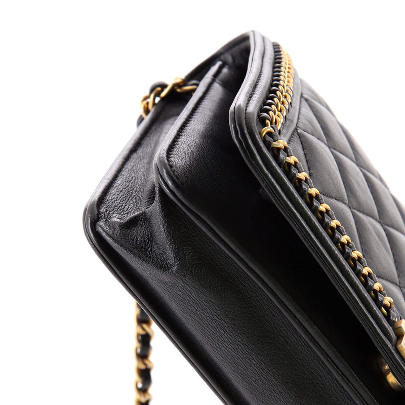 Chain Around Boy Wallet On Quilted