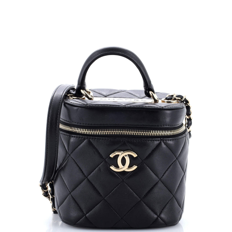 Trendy Cc Top Handle Vanity Case Quilted