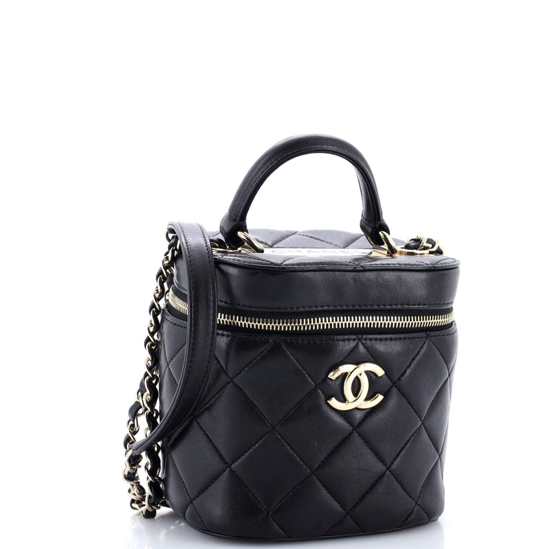 Trendy Cc Top Handle Vanity Case Quilted