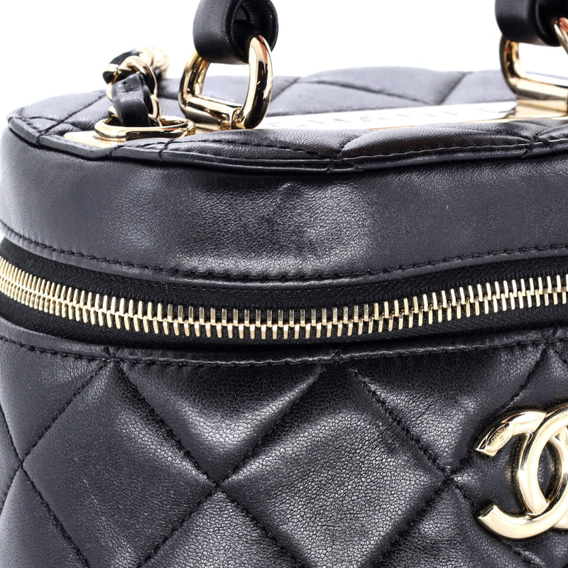 Trendy Cc Top Handle Vanity Case Quilted