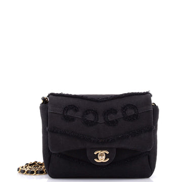 Coco Flap Bag Fringe Chevron Denim Small