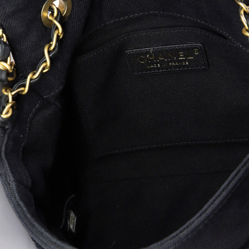 Coco Flap Bag Fringe Chevron Denim Small