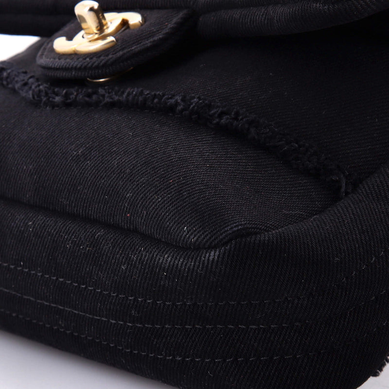 Coco Flap Bag Fringe Chevron Denim Small