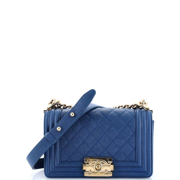 Boy Flap Bag Quilted Caviar Small