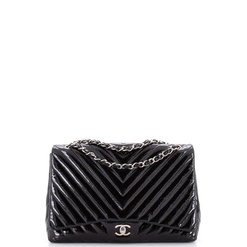 Classic Single Flap Bag Chevron Patent