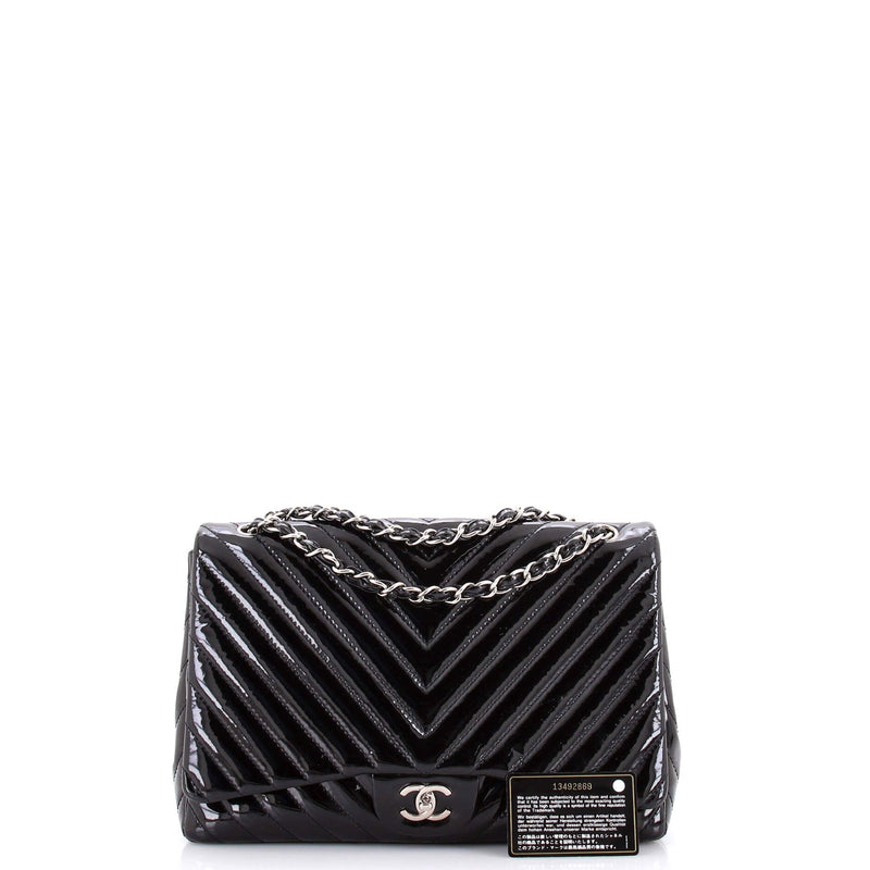 Classic Single Flap Bag Chevron Patent